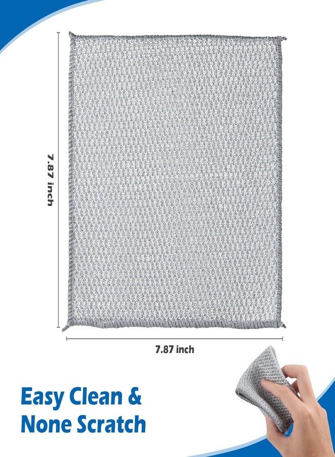 VTMCUI 6 pcs Wire Dishwashing Rag for Wet and Dry,Non-Scratch Wire Dishcloth,Multipurpose Cleaning Pads, Time-Saver Kitchen Wipes Cleaning Cloths, Silver - Image 3